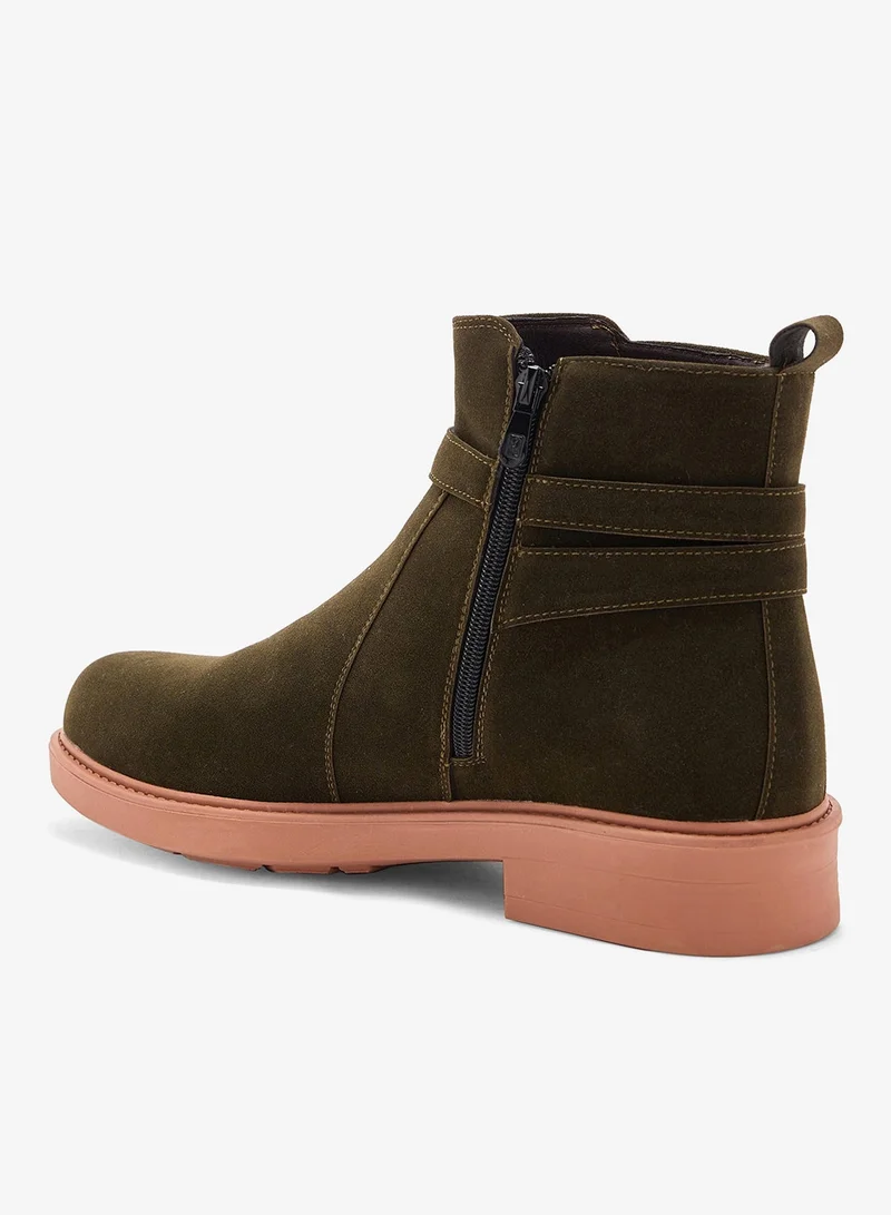 Robert Wood Olive Suede Suede Pull On Boots for Men | Best Price UAE