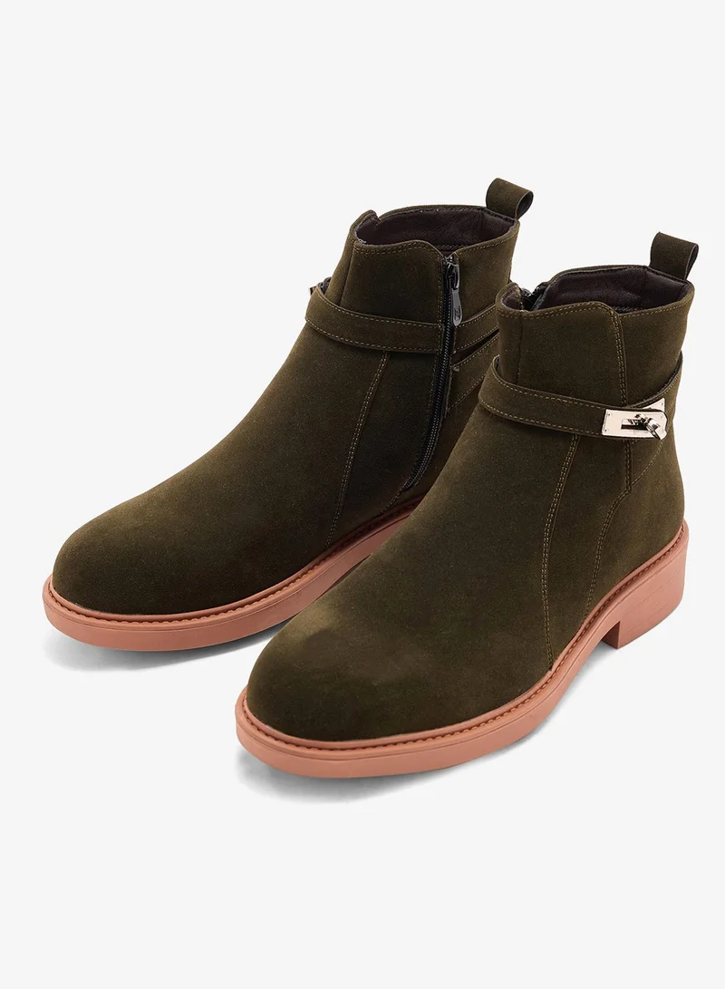 Robert Wood Olive Suede Suede Pull On Boots for Men | Best Price UAE