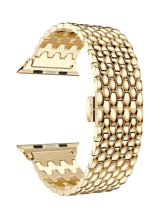 NIBEMINENT Dragon Grain Watchband For Apple Watch Series 3 & 2 1 38mm Gold  - Image 1