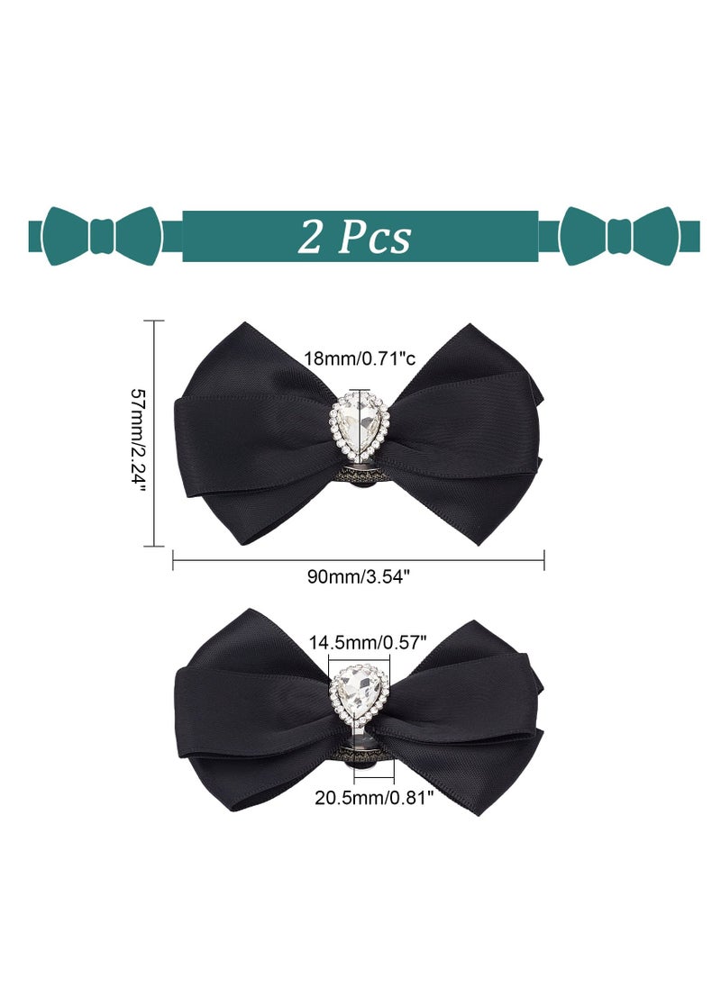 SYOSI - Rhinestone Wedding Shoe Clips, Decorative Shoes Clips, Made of Polyester and Rhinestone, with Brass Buckle Clip, for Pumps Clutch Dress Hat Shoe Clip for Bride Party Shoe Decoration (Black) - Image 1