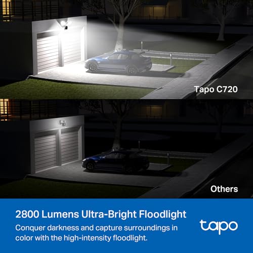 tapo كاميرا الفيضانات Tapo TP-Link 2K QHD للأمان الخارجي، سلكية، 2800 لومن، 270° تعمل بالحركة، كشف مجاني للمركبات/الأشخاص، لا حاجة للاشتراك، تعمل مع أليكسا وGoogle Home C720 - Image 3