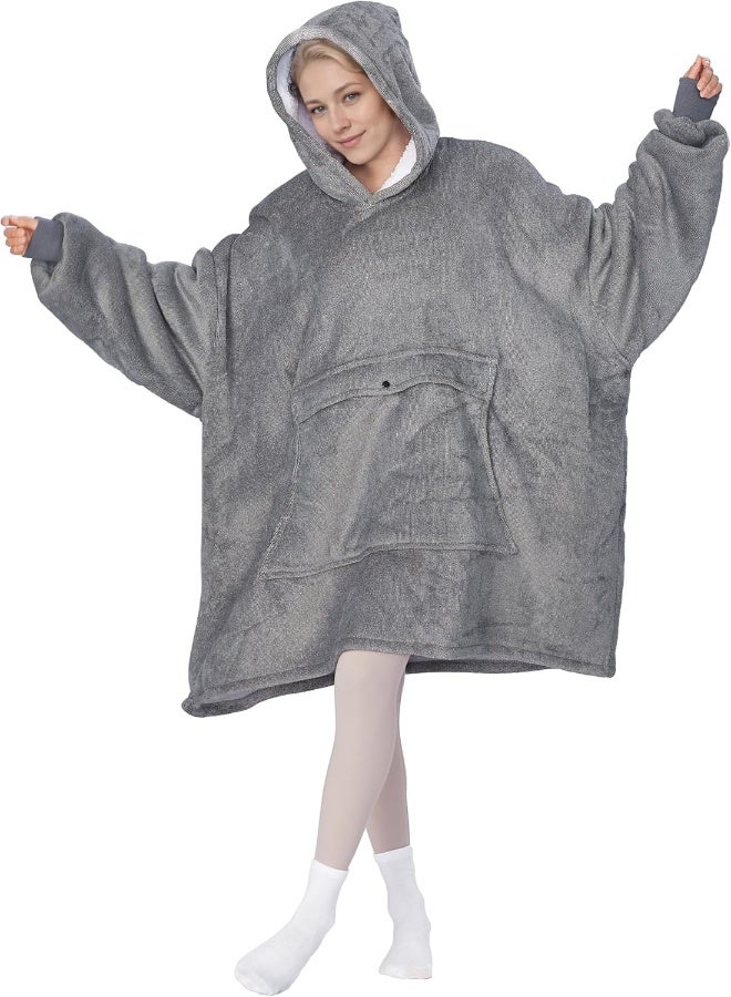 Tirrinia Tirrinia Oversized Blanket Hoodie, Wearable Fluffy Sherpa Blanket, Cozy Sweatshirt Blanket Gift for Adult Women Men Girlfriend - Image 1