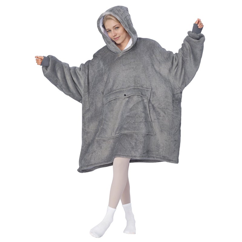 Tirrinia Oversized Blanket Hoodie, Wearable Fluffy Sherpa Blanket, Cozy Sweatshirt Blanket Gift for Adult Women Men Girlfriend - Image 1