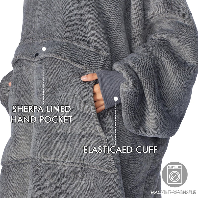 Tirrinia Oversized Blanket Hoodie, Wearable Fluffy Sherpa Blanket, Cozy Sweatshirt Blanket Gift for Adult Women Men Girlfriend - Image 4