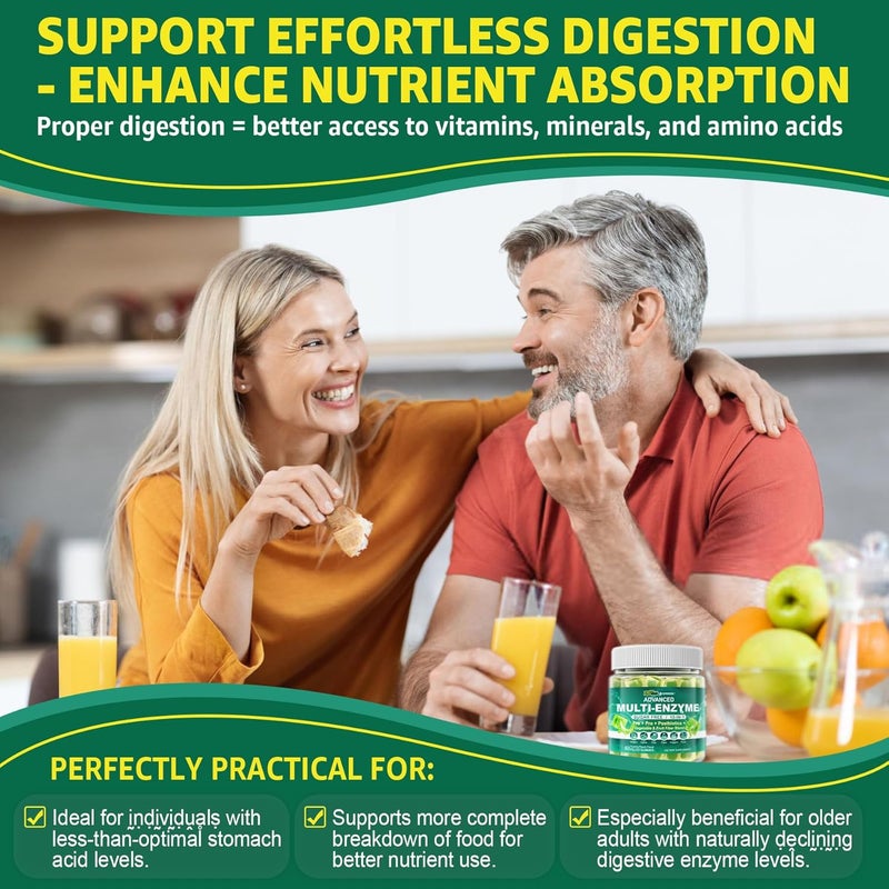 EnvyCure Digestive Enzymes Gummies for Women  Men MultiEnzymes with 90Billion CFU Probiotics and Prebiotics  Postbiotic Vegetable  Fruit Fiber Blend Super Enzymes for Digestive  Gut HealthImmune60Cts - Image 4