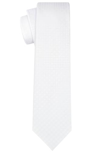 KissTies White Tie Mens Checkered Necktie Wedding Ties For Men - Image 3