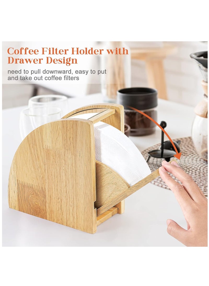 Arabest Coffee Filter Holder, Acrylic Coffee Filter Box with Dustproof Cover, Coffee Filter Paper Holder Storage Dispenser Rack for Kitchen Cafes, Storage Capacity of 100 Pcs Paper Filters  - Image 3