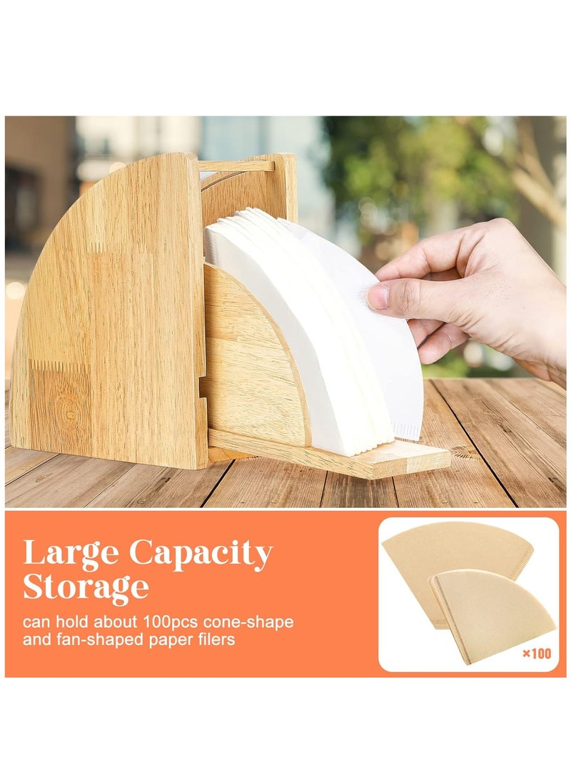 Arabest Coffee Filter Holder, Acrylic Coffee Filter Box with Dustproof Cover, Coffee Filter Paper Holder Storage Dispenser Rack for Kitchen Cafes, Storage Capacity of 100 Pcs Paper Filters  - Image 4