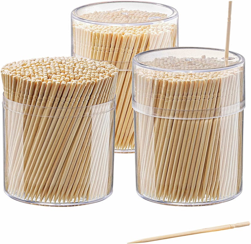 GUSTO [1500 Count] Bamboo Wooden Toothpicks Wood Round Single-Point - (Formerly Comfy Package) - Image 1