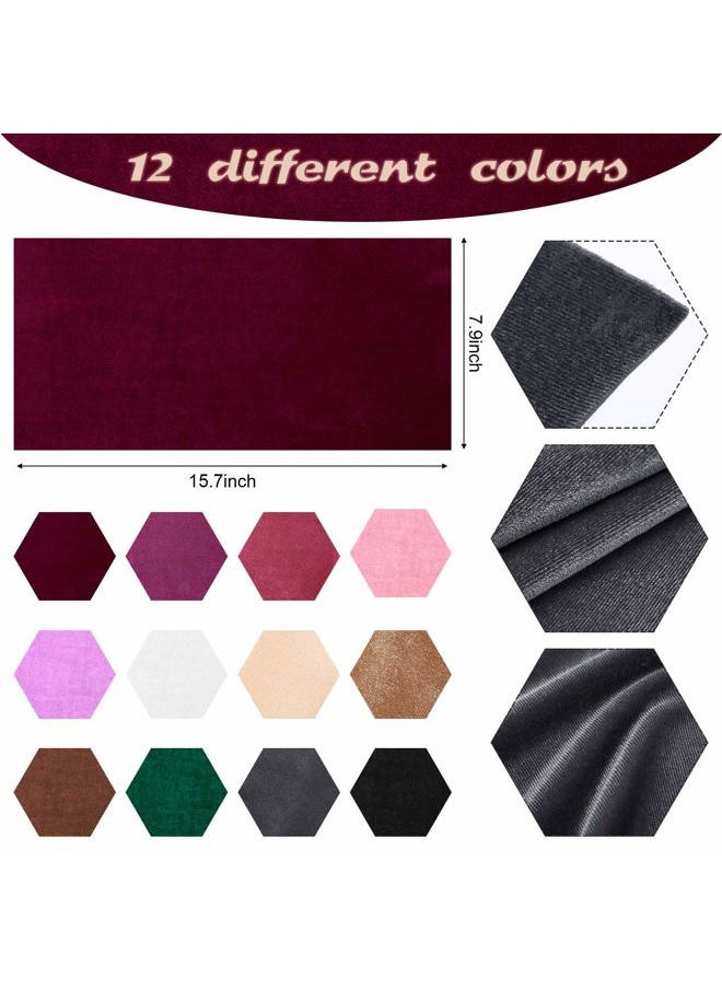 Chuangdi 12 Pieces Velvet Fabric 12 Colors Velvet Hair Scrunchies Making Kit with 1 m Elastic Bands Tie Ropes for Women DIY Hair Supplies  - Image 2