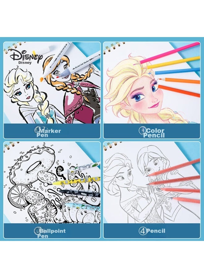 Disney Marker-specific Drawing Book, A4/30 Pages, Elsa Princess Children's Art Sketchbook, Thickened Anti-penetration, Frozen E0336f1 - Image 4