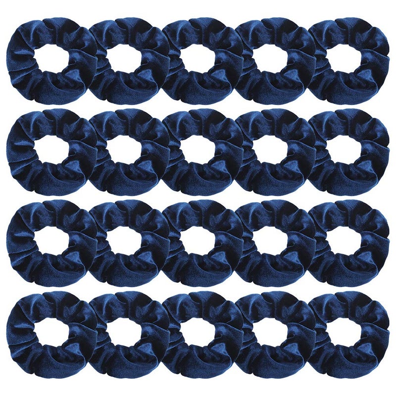 20Pcs Didder Velvet Scrunchies Soft Elastics Hair Ties in Dark Blue Bobbles Ropes Hair Bands for Women and Girls