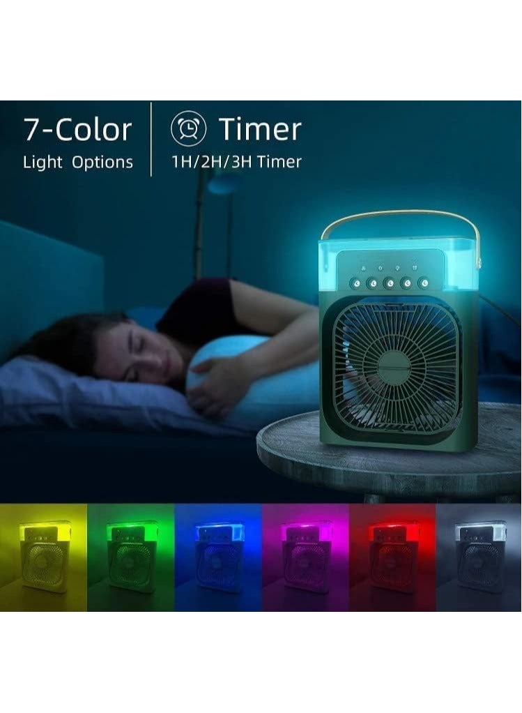Generic Portable Humidifier Fan Misting Fan AIr Conditioner Household Small Air Cooler Hydrocooling Portable Air Adjustment 3 Speed Fan,USB Electric Fan LED Night Light(Green)  - Image 4