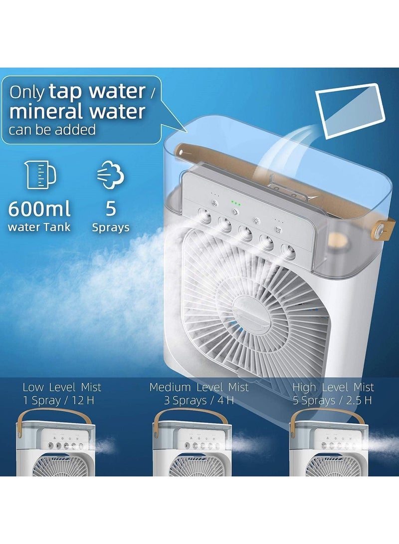 Generic Portable Humidifier Fan Misting Fan AIr Conditioner Household Small Air Cooler Hydrocooling Portable Air Adjustment 3 Speed Fan,USB Electric Fan LED Night Light(Green)  - Image 5