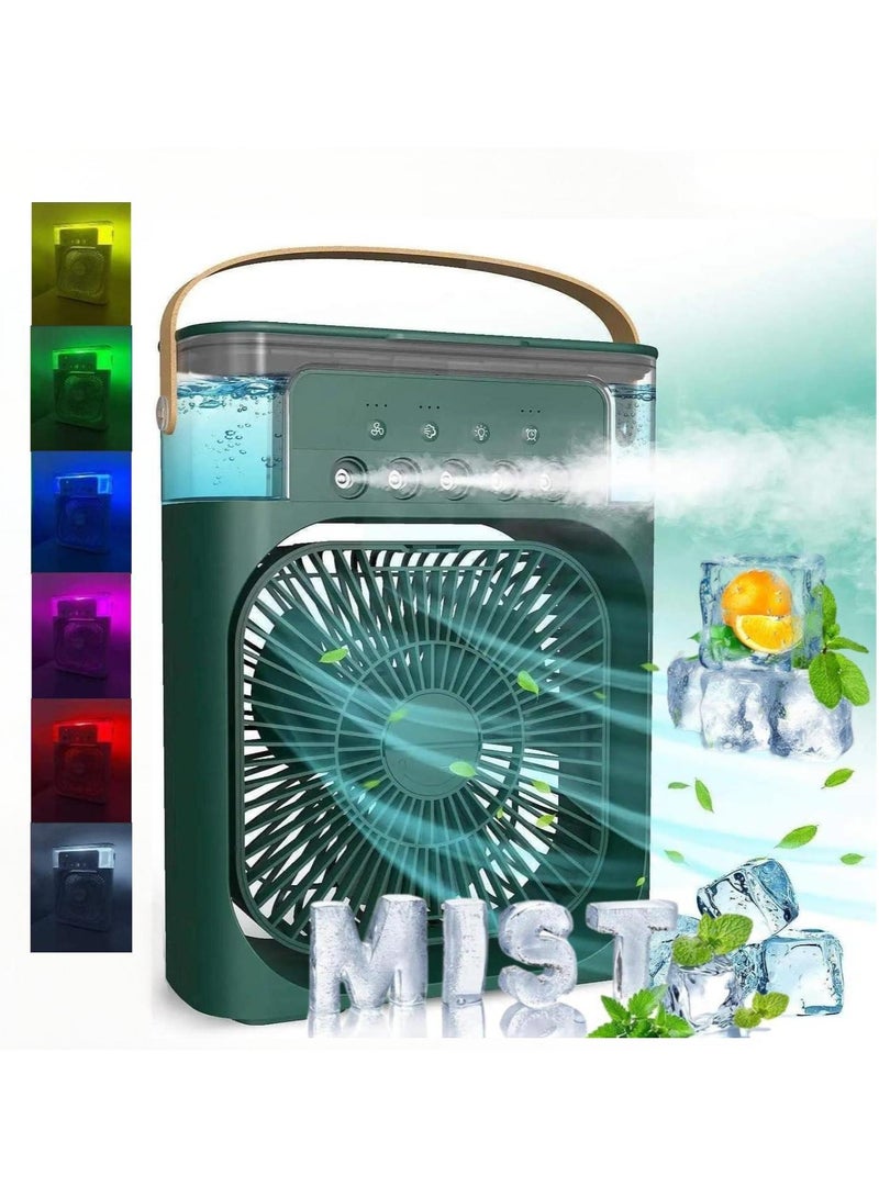 Generic Portable Humidifier Fan Misting Fan AIr Conditioner Household Small Air Cooler Hydrocooling Portable Air Adjustment 3 Speed Fan,USB Electric Fan LED Night Light(Green)  - Image 1