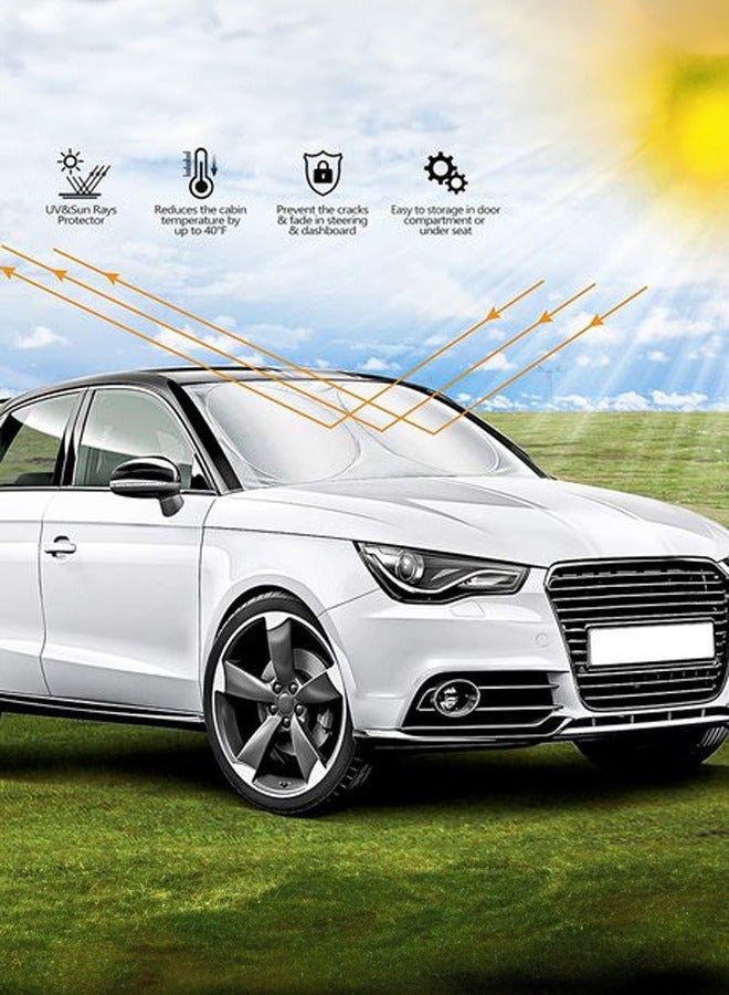 Occuwzz Car Windshield Sun Shade Reflective Sunshade for Ultimate Protection  Overlapping Design Fits Small Sedans Hatchbacks - Image 2