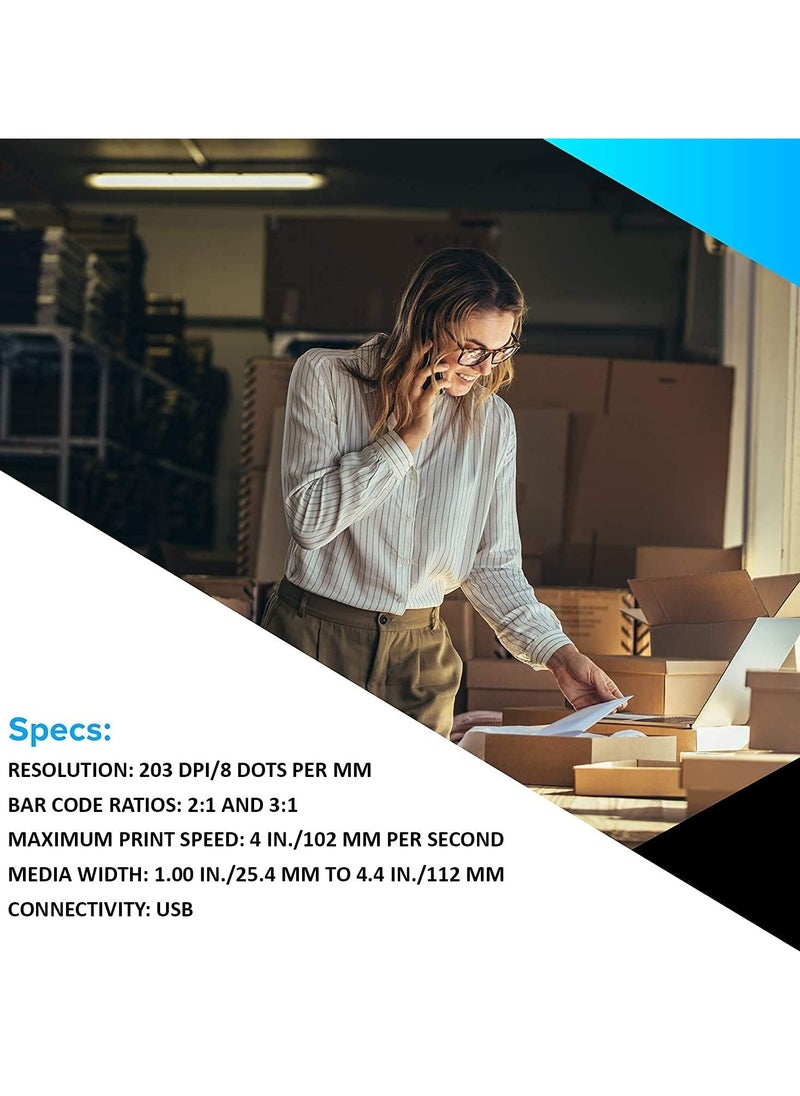 ZEBRA - Zebra ZD220t (Upgraded Version of Zebra GC420t) Thermal Label Desktop Printer for Shipping Labels, Barcodes & Receipt ! Print Width 4 in ! 203DPI ! Label Printer 4X6 ! Barcode Printer. - Image 1