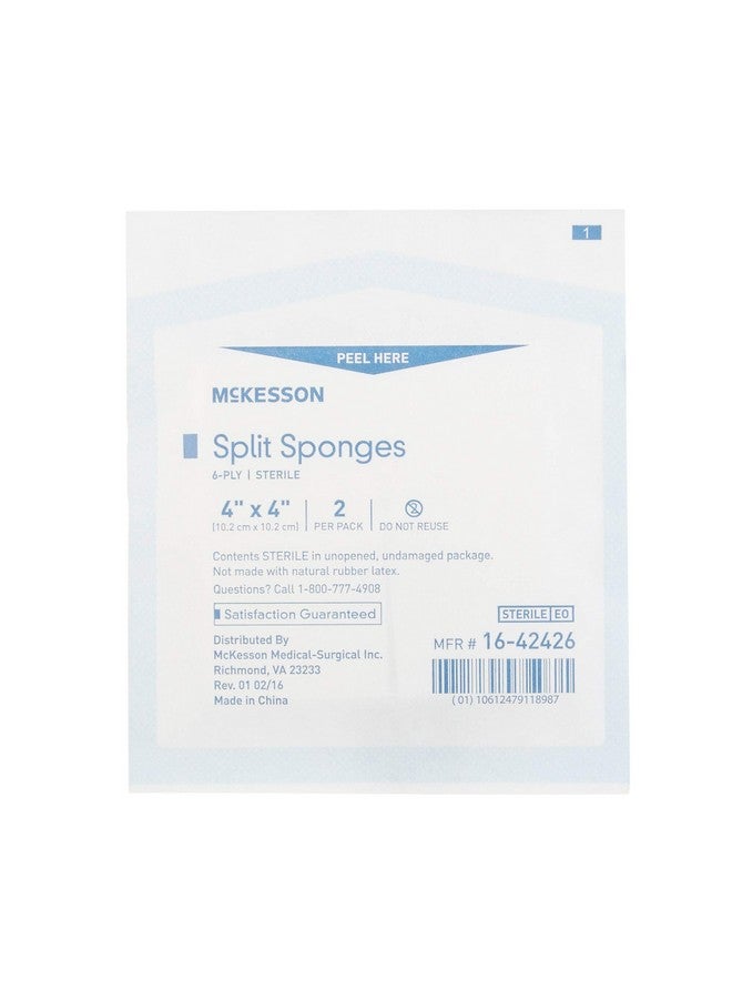 McKesson Split Sponges, 6-Ply Sterile, I.V. and Tracheostomy Dressings, Polyester/Rayon Blend, 4 in x 4 in, 25 Packs of 2, 50 Total - Image 1