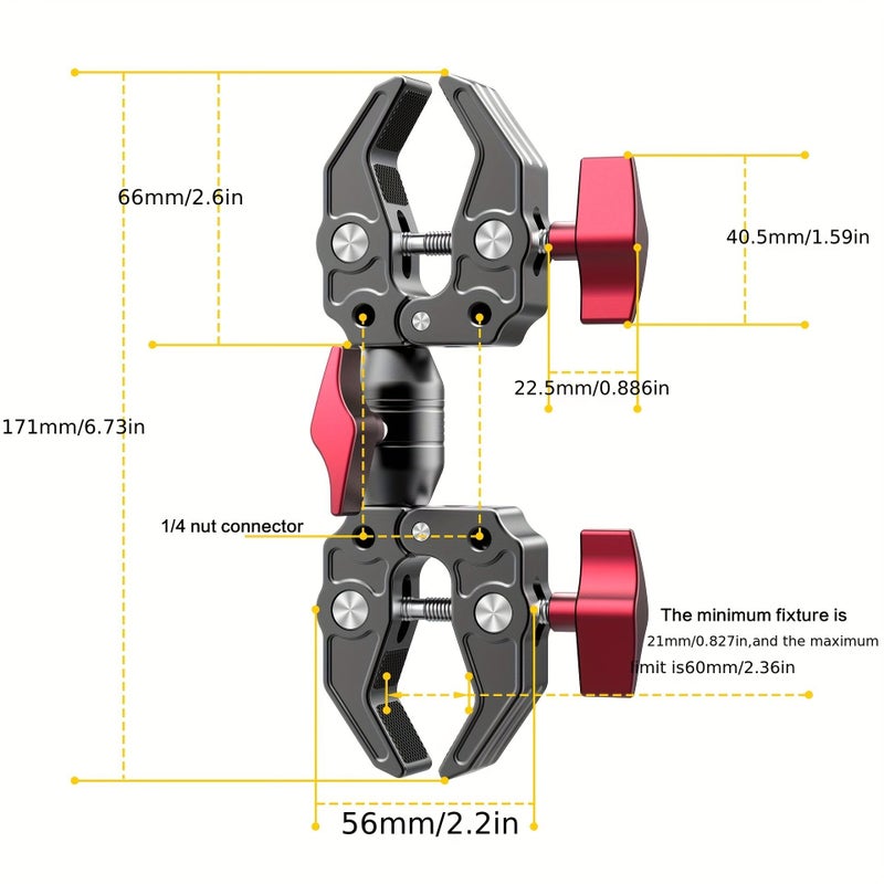 Aluminum Alloy Dual Head Heavy Duty Crab Pliers 1pc for Live Broadcast Photography - Image 3