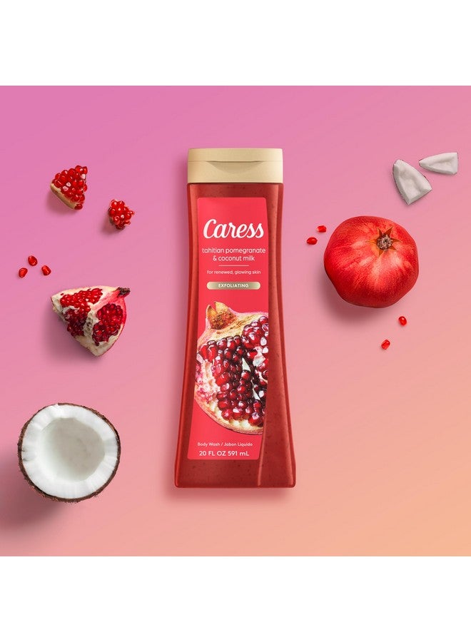 Caress Body Wash, Tahitian Pomegranate & Coconut Milk, Moisturizing Body Wash for Renewed, Glowing Skin, Exfoliating Body Soap Liquid, 20 Fl Oz (Pack of 2) - Image 4
