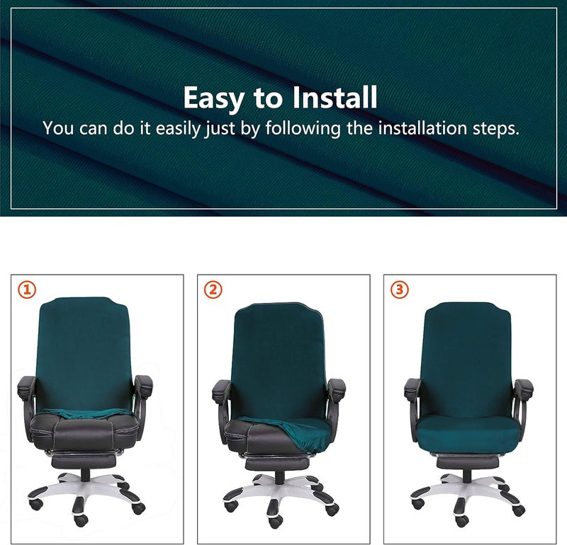 SARAFLORA Office Chair Cover - Large, Sapphire - Removable, Universal Rotating Desk Chair Protector With Zipper - High Back, Washable Seat Cover for Pets - Image 5