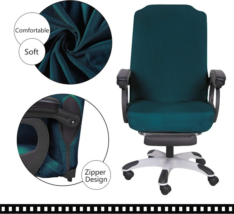 SARAFLORA Office Chair Cover - Large, Sapphire - Removable, Universal Rotating Desk Chair Protector With Zipper - High Back, Washable Seat Cover for Pets - Image 3