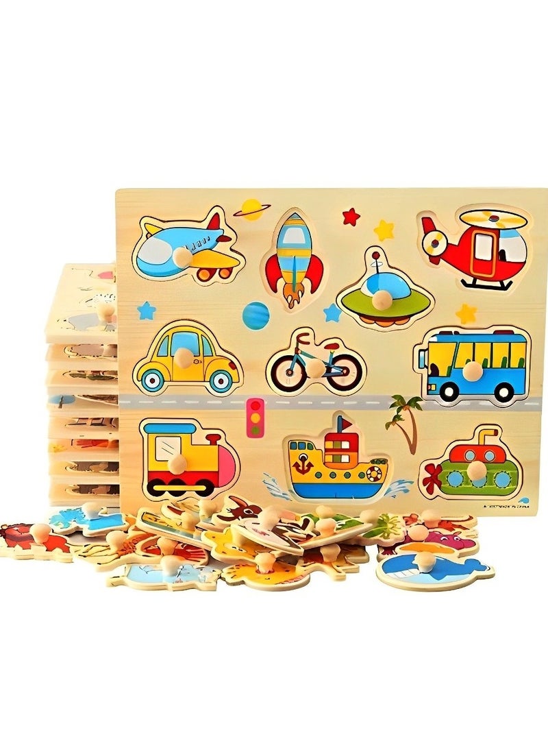 Pairing Maze & Assemble Wooden Puzzles for Toddlers, Jigsaw Shape Matching, Teacher Parents Early Learning Support Tools, Montessori Motor Skill Development Toys (Wild Animals 3 Pattern)  - Image 5