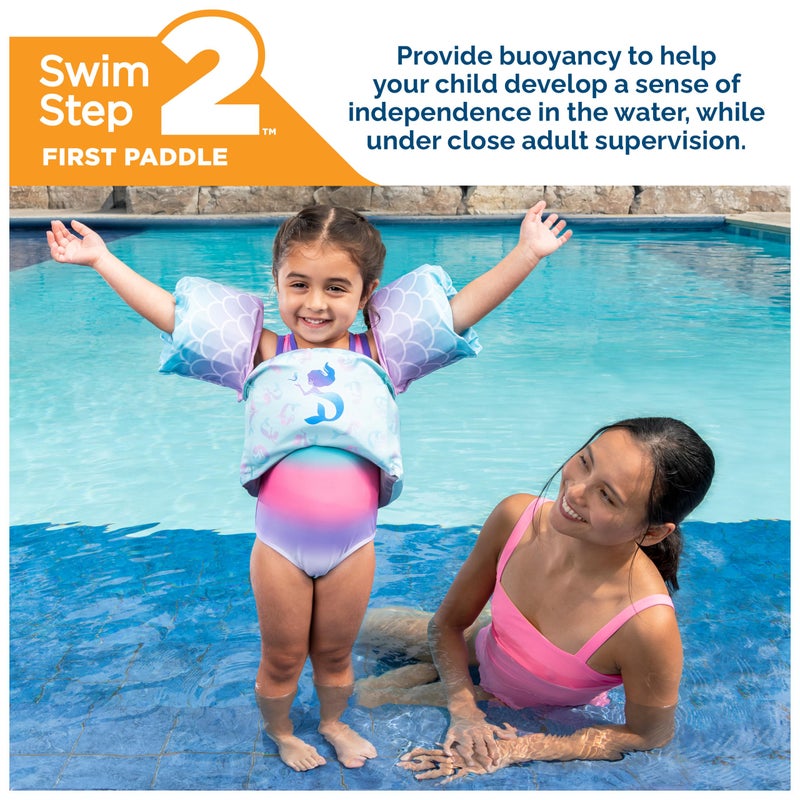 SwimWays مدرب السباحة من SwimWays، سترة نجاة معتمدة من خفر السواحل الأمريكي للأطفال، عوامات ذراع وسترات نجاة للأطفال من 33-55 رطل، حورية البحر - Image 2