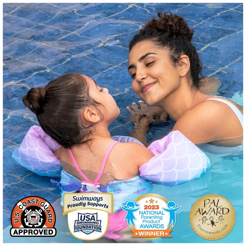 SwimWays مدرب السباحة من SwimWays، سترة نجاة معتمدة من خفر السواحل الأمريكي للأطفال، عوامات ذراع وسترات نجاة للأطفال من 33-55 رطل، حورية البحر - Image 5