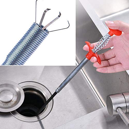 KIDINGTON Stainless Steel Kitchen Sink Drainage Cleaning Claw Hair Catching Wire Spring Sink Cleaning Stick Food Other Blockage Keys and Other Things Grabber from unreachable Place