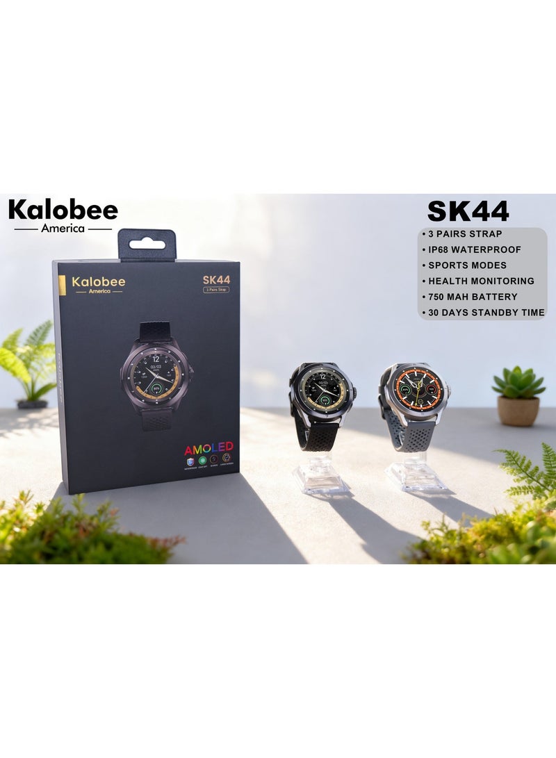 Kalobee SK44 Smartwatch AMOLED Display, ECG Monitoring, Emotion & Fatigue Detection, Heart Rate & SpO2 Tracking, Uric Acid & Lipid Monitoring, Bluetooth Calling, Multi Sports Modes, Waterproof, Long Battery Life - Image 1