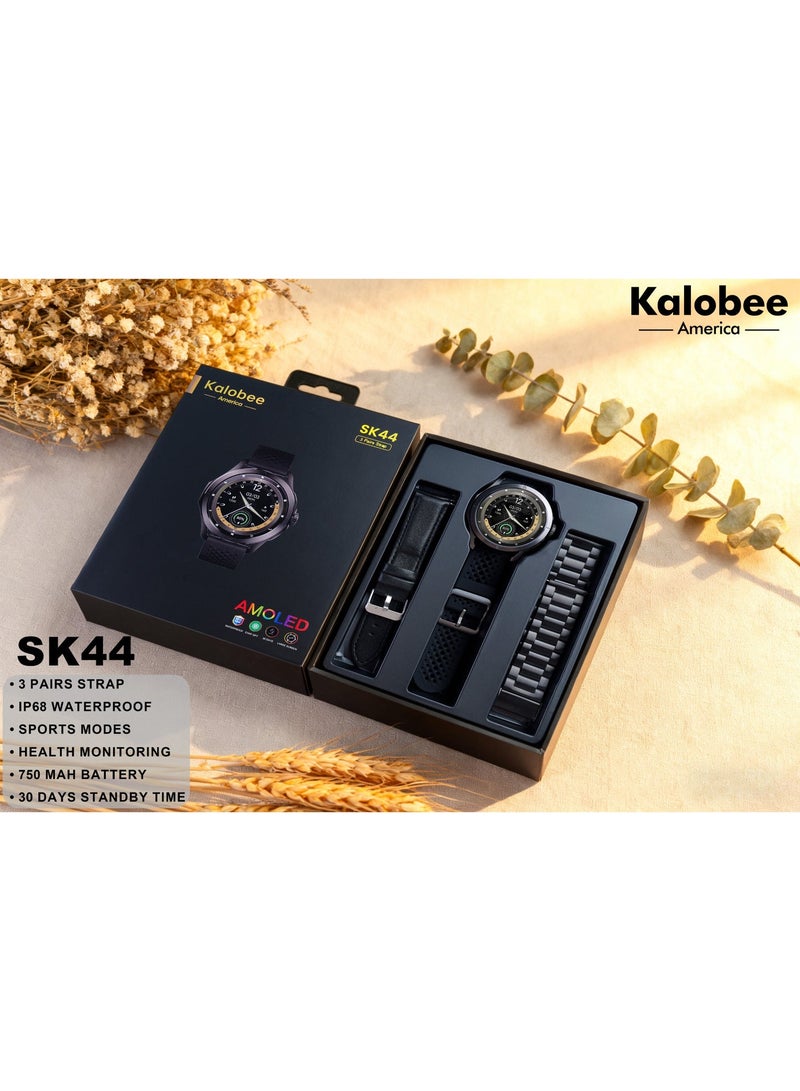 Kalobee SK44 Smartwatch AMOLED Display, ECG Monitoring, Emotion & Fatigue Detection, Heart Rate & SpO2 Tracking, Uric Acid & Lipid Monitoring, Bluetooth Calling, Multi Sports Modes, Waterproof, Long Battery Life - Image 3