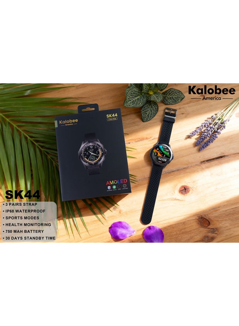 Kalobee SK44 Smartwatch AMOLED Display, ECG Monitoring, Emotion & Fatigue Detection, Heart Rate & SpO2 Tracking, Uric Acid & Lipid Monitoring, Bluetooth Calling, Multi Sports Modes, Waterproof, Long Battery Life - Image 4