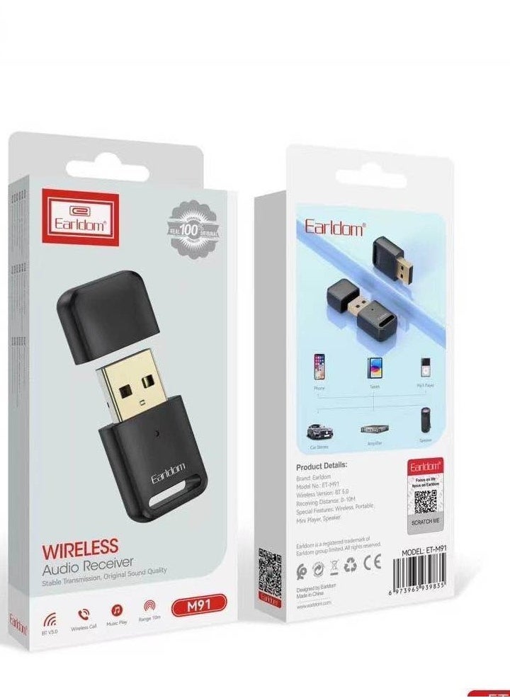 ELTRAZONE Bluetooth v5.0 to USB Audio Receiver – Wireless Audio Streaming Adapter for Car, PC, and Home Audio (Black) - Image 4