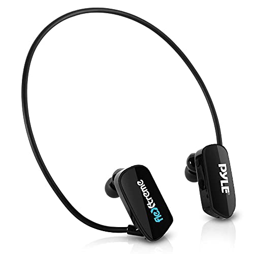 Pyle MP3 Player Bluetooth Headphone - Waterproof Swim IPX8 Flexible Wrap-Around Style Headphones Built-in Rechargeable Battery Bluetooth w/ 8GB Flash Memory & Replacement Earbuds - PSWP28BK Black - Image 1