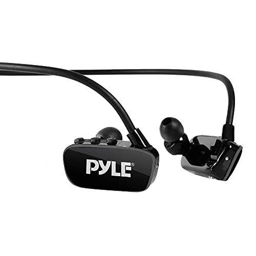 Pyle MP3 Player Bluetooth Headphone - Waterproof Swim IPX8 Flexible Wrap-Around Style Headphones Built-in Rechargeable Battery Bluetooth w/ 8GB Flash Memory & Replacement Earbuds - PSWP28BK Black - Image 2
