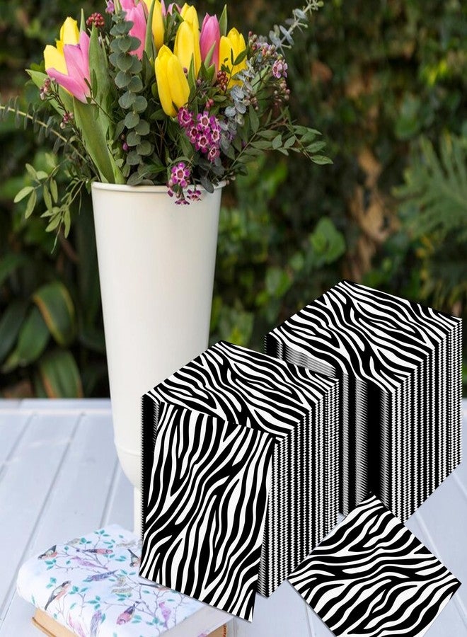 BHNACIER 40Pcs Zebra Print Paper Napkins Zebra Party Napkins Jungle Animals Napkin Birthday Themed Party Supplies Jungle Animals Disposable Paper Napkin for Jungle Animals Parties, Safari Animal Party Pack - Image 2