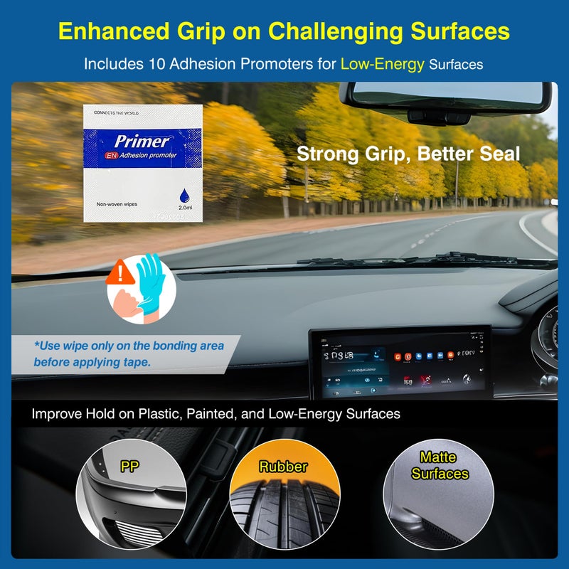 Tapsi Double Sided Tape Heavy Duty, Automotive-Grade Foam Mounting Tape 0.4in x 36ft with Adhesion Promoters for Plastic, Car Trim & LED Strip Lights - Image 3
