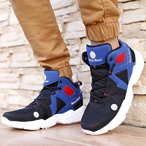 Bacca Bucci® Men's Caper High Top Men Sneakers with Anti Slip Sole & Breathable Upper- Blue/Black, Size UK8 - Image 5