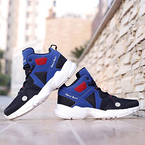 Bacca Bucci® Men's Caper High Top Men Sneakers with Anti Slip Sole & Breathable Upper- Blue/Black, Size UK8 - Image 4