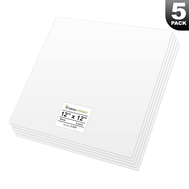MEGA FORMAT White Polystyrene Flexible Plastic Board Sheet 12" x 12" (.020 Thick) Styrene Sheet, Ideal for Modeling Projects, Displays, Plastic Sheets for Crafts, Styrene Sheets Durable Plastic Sheet (5-Pack) - Image 3