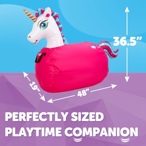 Waddle Large Inflatable Bouncy Hopper Ride On Indoor Outdoor Toys Bouncy Horse Toys for Girls and Boys Durable Unicorn Toys for Girls Kids Adult Toys Up to 250lbs Ages 5 and Up Unicorn - Image 5