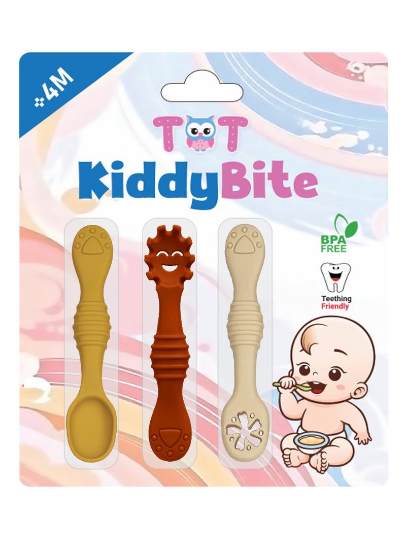 TOT TOT KiddyBite: Baby Silicon Spoons and Fork Set for Feeding  - Image 1