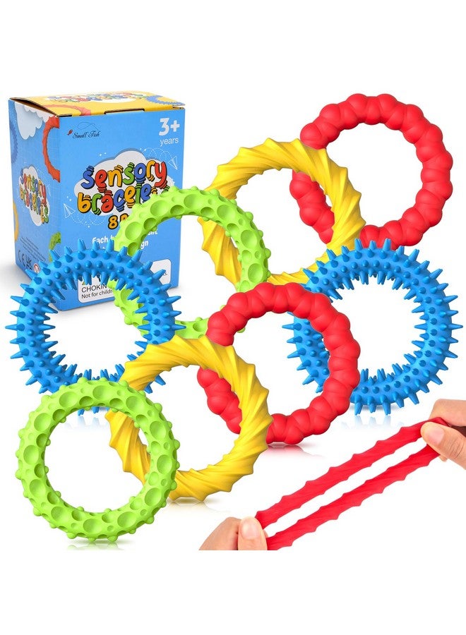 SMALL FISH Sensory Fidget Toys for Kids Adults - 8 Pack Stretchy Fidget Bracelet | Texture & Calming Autism Sensory Toys for Special Needs Autistic Children | Calm Down Toy for Toddler Girls Boys - Image 1