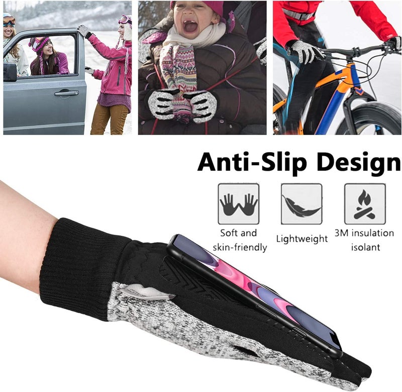 MOREOK Winter Gloves for Men/Women -10°F 3M Thinsulate Warm Touch Screen Snow Ski Bicycle Bike Gloves for Driving/Cycling/Running/Hiking-Gray-XL - Image 5