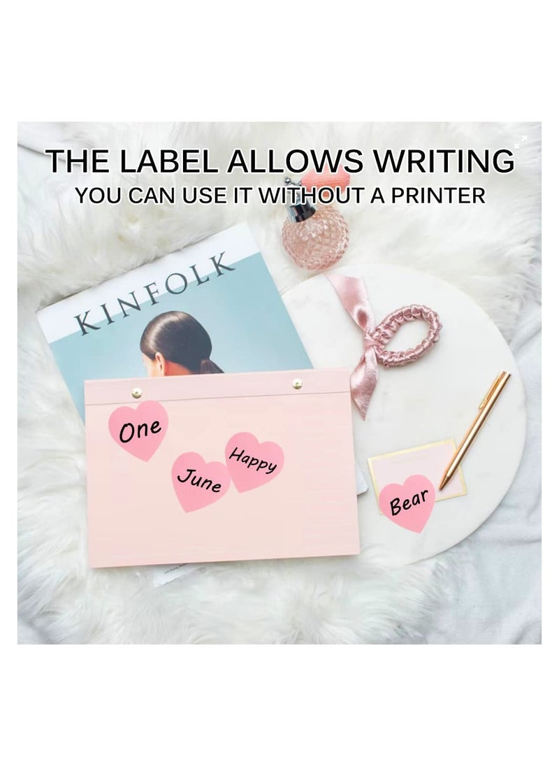 Generic - 1500 Labels Pink Heart Stickers 1 inch Heart Coding Shape Paper Labels for Wedding Anniversaries Invitation Envelopes C ute Decals for Water Bottle Packaging3 Pcs/500 Per Roll - Image 1