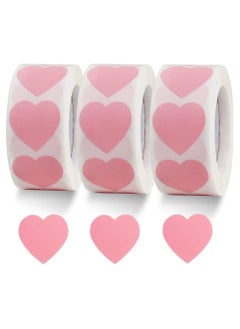 1500 Labels Pink Heart Stickers 1 inch Heart Coding Shape Paper Labels for Wedding Anniversaries Invitation Envelopes C ute Decals for Water Bottle Packaging3 Pcs/500 Per Roll
