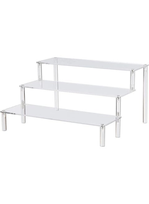 Clear Acrylic Display Stand 3 Tier Perfume Display Stand 3 Tier Cupcake Display Risers Steps Acrylic Riser Display Shelf For Organizer And Decoration A