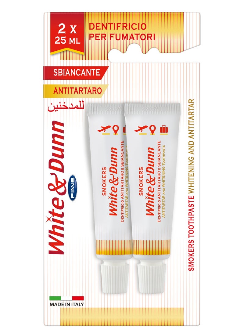 Piave White & Dunn Smokers Anti-Tartar Traveller Toothpaste Se, 2x 25ml, Travel Size, Plaque Control - Image 1