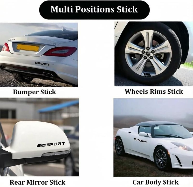 Pincuttee 14pcs Car Decal Stickers,Wheel Rim Decal Sticker,Sport Logo Reflective Stickers,Sport Emblem Car Rear Bumper Sticker,Rear Mirror Decals for All Vehicles (Black, 14PCS) - Image 3